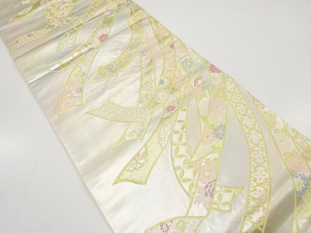 JAPANESE KIMONO / ANTIQUE FUKURO OBI / SILK / WOVEN CLASSICAL PATTERN